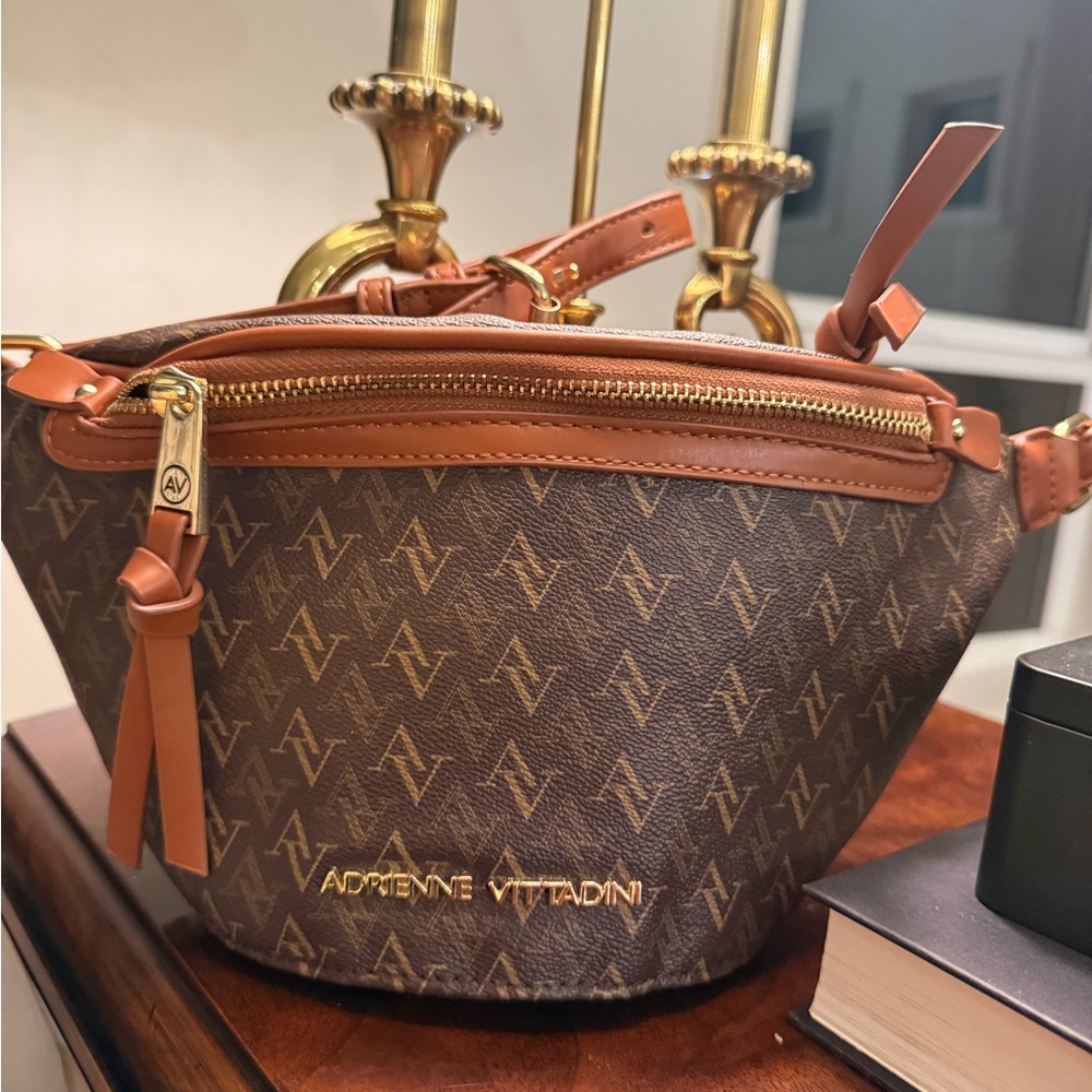Adrienne Vittadini Monogram Brown Crossbody Bag
